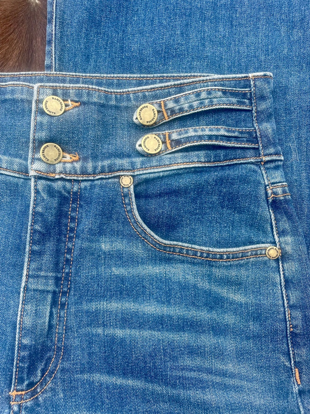 Ramy Brook Dark Blue High-Waist Wide Leg Jeans - Picture 7 of 15